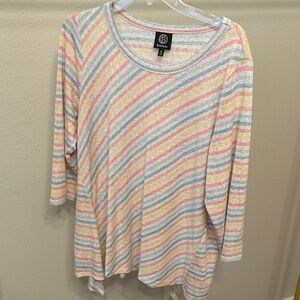 Bobeau Pastel Striped Knit Top